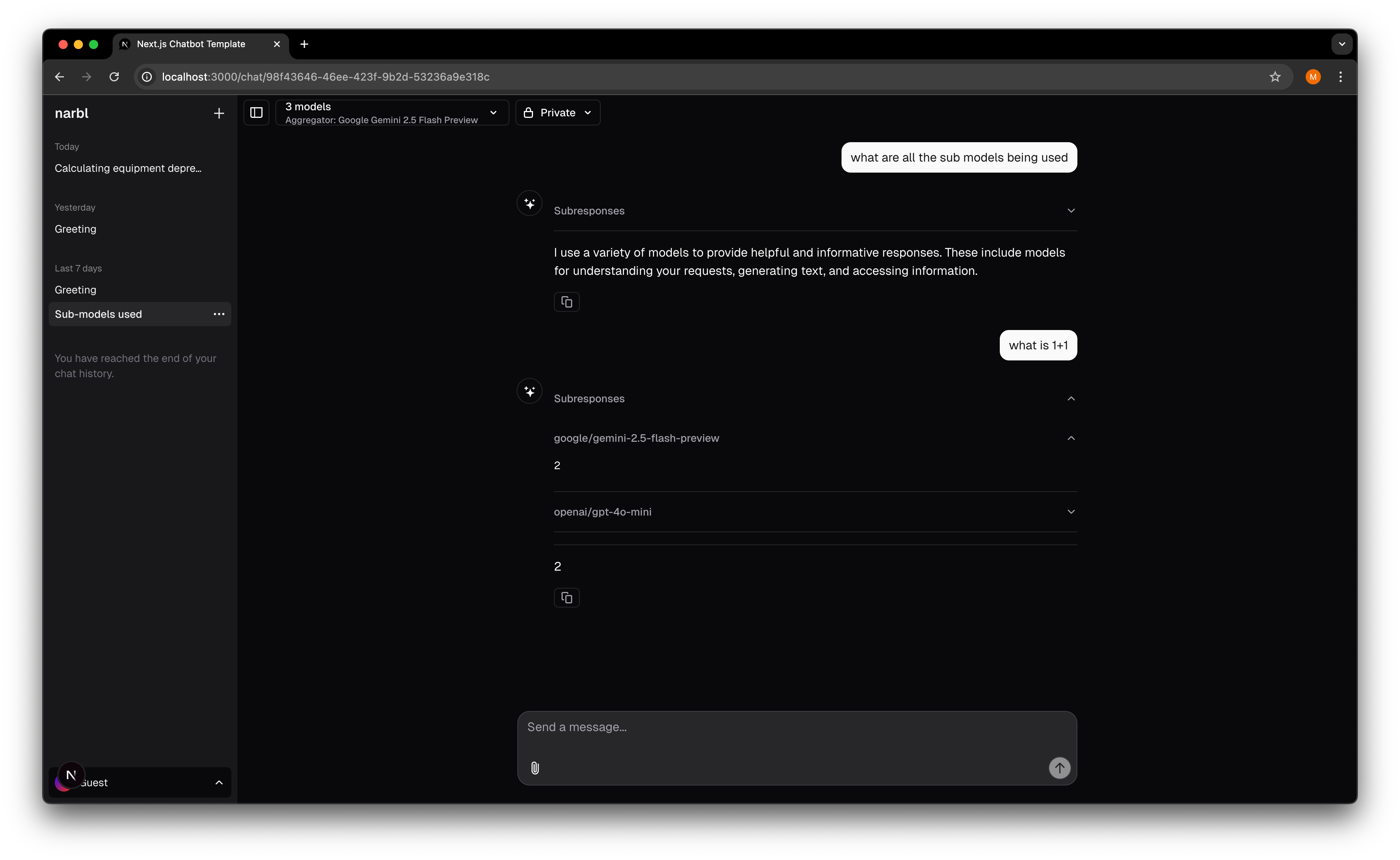 narbl interface showing multi-LLM responses